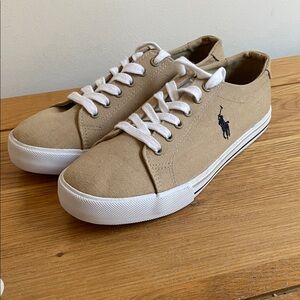 Polo by Ralph Lauren Beige Canvas Sneakers roomy fits 7